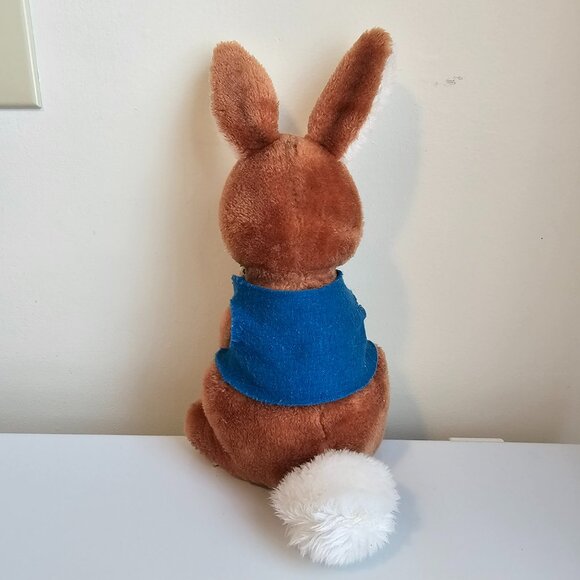 R Dakin Bunny Rabbit Plush Stuffed Animal Blue Vest Floral Bow Vintage 1974 10" - Picture 5 of 9